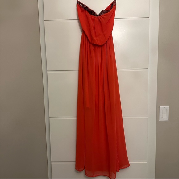 Zara Trafaluc Beaded Strapless Coral Pink Maxi Dress - Size XS (NWOT) - Picture 3 of 5